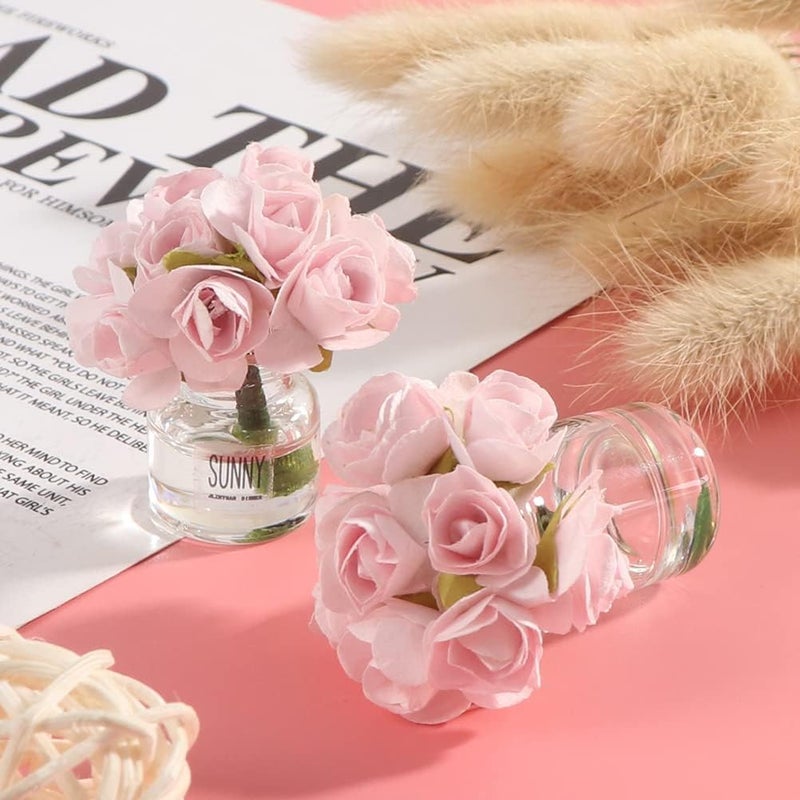 Zhuluck 2 Pcs Dollhouse Miniature Flowers Dollhouse Mini Vase with Flower Dolls House Flower Glass Vase 1:12 Scale Dollhouse Miniature Flower in Vase, Lightweight Dollhouse Decor - Image 4